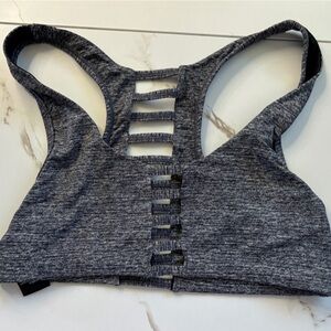 PINK Victoria's Secret Heathered Gray Strappy Sports Bra